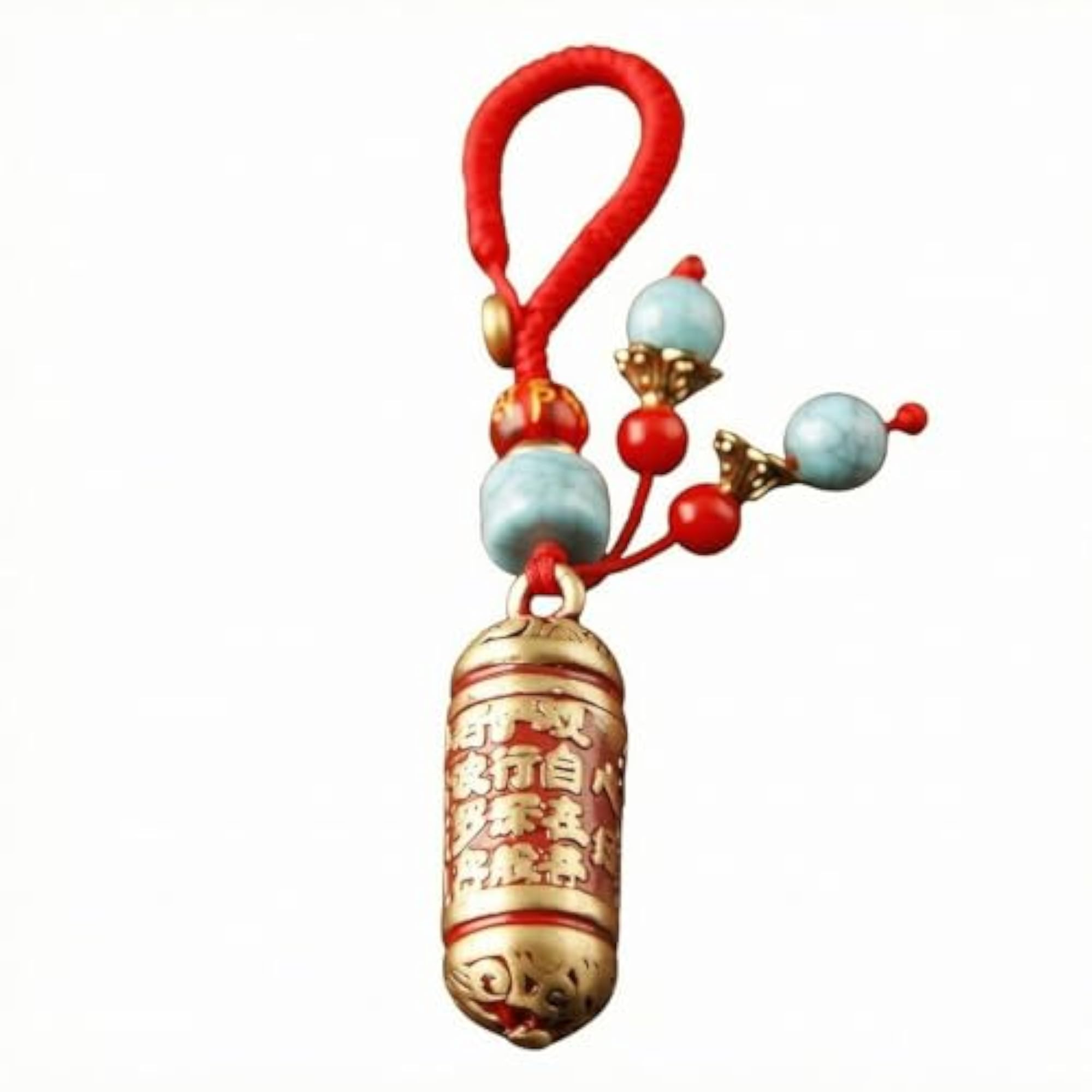 Gold-Tone Lacquered Brass Charm Bead-Like Cylindrical Charm