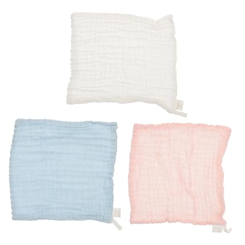 DECOMELODY 3 Piezas Toallas para Niña Muselina de Algodón Suave y Absorbente Paños Multifuncionales para Baberos Lavado Facial y Colores Pastel Rosa Azul Blanco