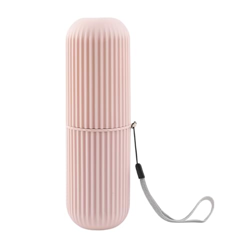 Porta Escova de Dentes com Tampa Estojo de Viagem Necessaire Portátil com Design Canelado Alça de Pulso e Alta Durabilidade Rosa Original