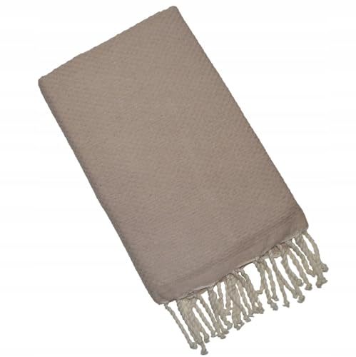 Serviette Pawakabano Fouta - Pour hammam, sauna, plage et bain - En coton à motif nid d'abeille - Environ 200 x 100 cm (Beige uni)