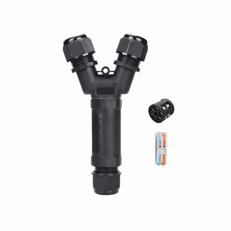 EW-M25 2 Pin 1 in 2 Out Underwater Power Cable IP68 Electrical Wire Waterproof Circular Connectors Y Type (for 5-9mm Cable)