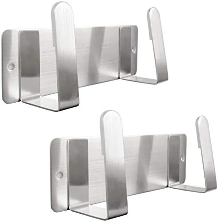 Pot Lid Rack, Wall Mounted 304 Stainless Steel Pan Lid Organizer Holder, 3M Self Adhesive, Kitchen Cooking Utensil Tool (Silver, Set of 2)