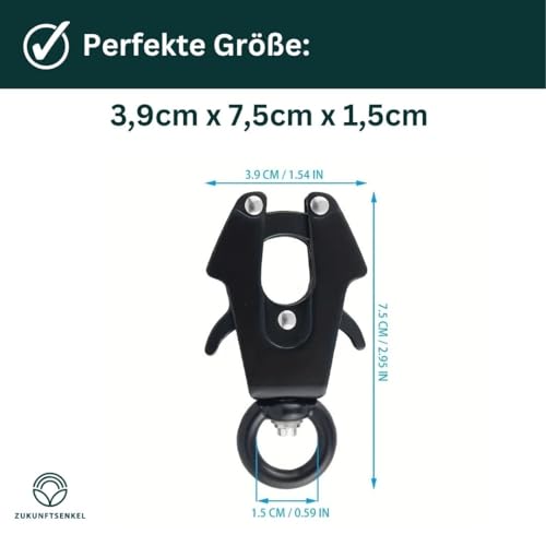 Karabiner Hundeleine, Hundhalsband Schnellverschluss, Karabinerhaken, Frosch Clip, Schnellverschluss Schnalle, Verschluss Schwarz (2cm, Rundes Ende)
