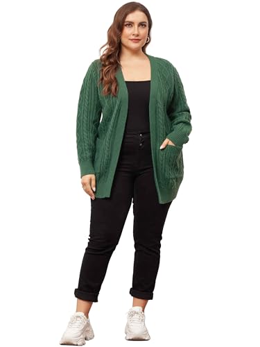 Image of Agnes Orinda Cardigan Sweaters for Women 2025 Plus Size Lightweight Long Sleeve Open Front Sweaters with Pockets