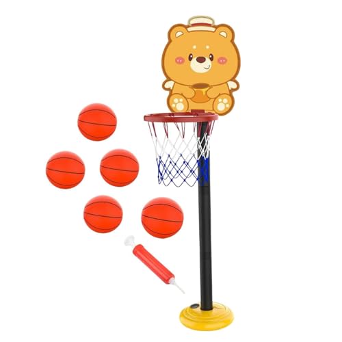 Aro de baloncesto infantil regulable para interior con juego de 5 balones