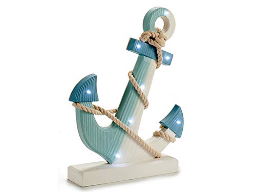 ARTE REGAL IMPORT, S.L. Ancla Madera Cuerda 8 Leds Soporte 7,5 x 30 x 39 cm