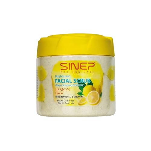 SINEP Gommage éclaircissant professionnel pour le visage et le corps - Traitement exfoliant à l'extrait de coco et à la niacinamide pour une peau éclatante - 400 ml (400 ml, citron)