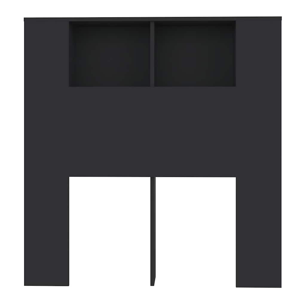 Testiera nera con ripiani, 100 x 18,5 x 102,5 cm, montaggio a parete, in legno, design moderno per libri e camere da letto, spazio aggiuntivo