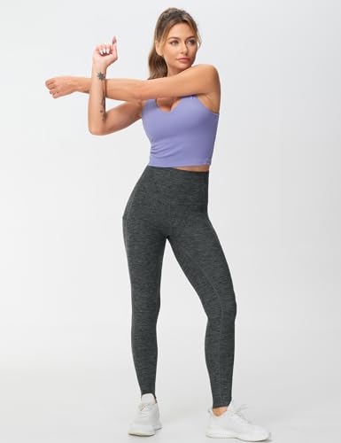 Image of THE GYM PEOPLE Thick High Waist Yoga Pants with Pockets, Tummy Control Workout Running Yoga Leggings for Women