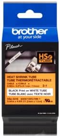 Brother HSe231E 11.2mm (0.44in) Black on White 3:1 Heat Shrink Tube