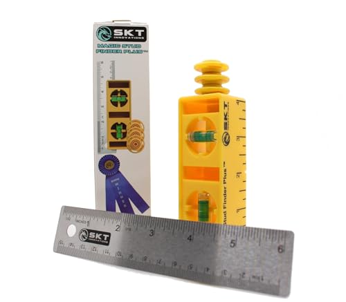 Magic Stud Finder Plus – 3-in-1 Magnetic Stud Finder with Level & Ruler, Extra-Strong Neodymium Magnets, No Electronics, Includes 3 Xtreme Magnets & 6" Steel Ruler for Hanging TV, Shelves, Art