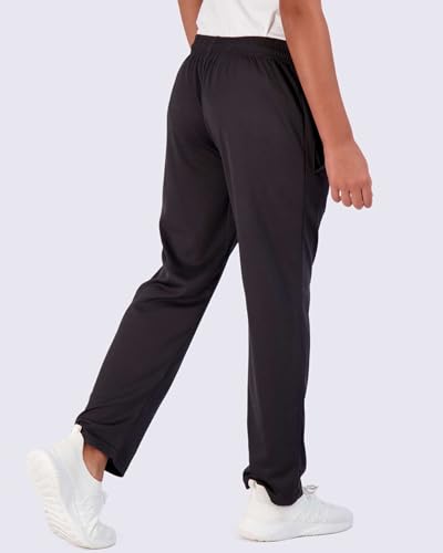 Real Essentials 3 Pack: Boys' Mesh Open Bottom Active Sweatpants with Pockets & Drawstring4
