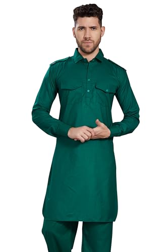 Image of DIVISIVE Men's Cotton Blend Pathani Kurta Pyjama Set