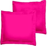 Aspire Homes 800 Thread Count 2-Piece Hot Pink Solid Euro Pillow Shams Cover Sized 26' x 26' 100% Pure Egyptian Cotton