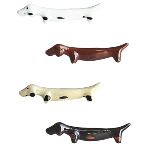 OSALADI Soporte para Palillos de Cerámica Diseño de Perro Caricatura 4 Piezas Reposa Palillos Portátil para Cocina y Comedor Soporte Decorativo para Utensilios de Mesa