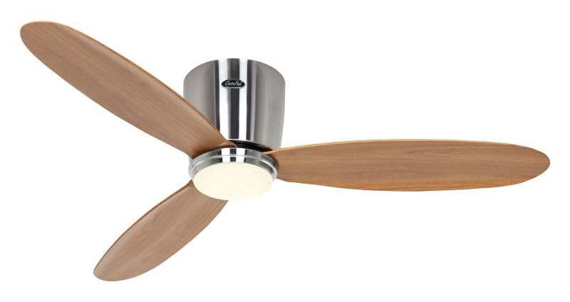 CasaFan Ventilador de techo ECO PLANO II 112, cromo cepillado - roble natural con WiFi y luz