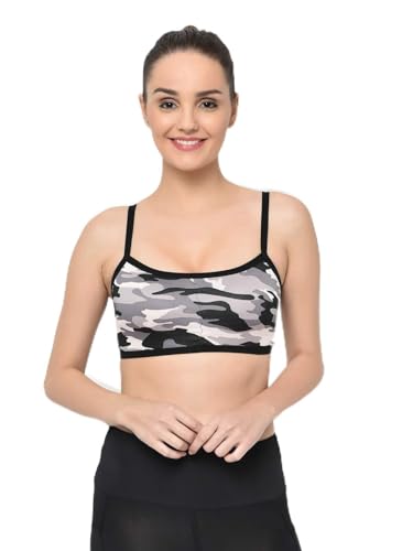 Image of Da Intimo Women's Synthetic Non-Wired Bra (DI-1256 BLACK-F20-L Camo Black L)