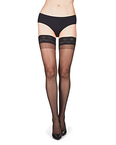 MeMoi Women's Crystal Sheer Lace Top Thigh High Stockings3