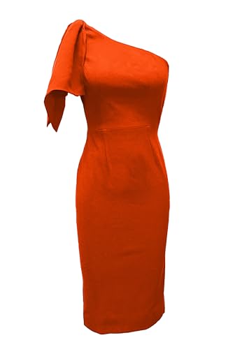 Image of Dress the Population Womens Tiffany One Shoulder Bow Detail Midi Sheath Dress