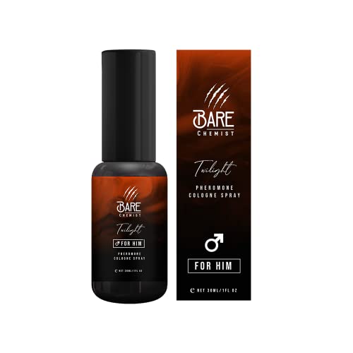 Bare Chemist Twilight Pheromone Cologne For Him - [Long Lasting Formula] Pheromone Perfume Oil Spray For Men 1Oz. - Lavender, Iris, Leather #TOP13
