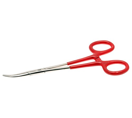 Aven 12014, 6" Hemostat Pliers with Curved Serrated Jaws & Plastic Coated Grips, Pack of 50 pcs