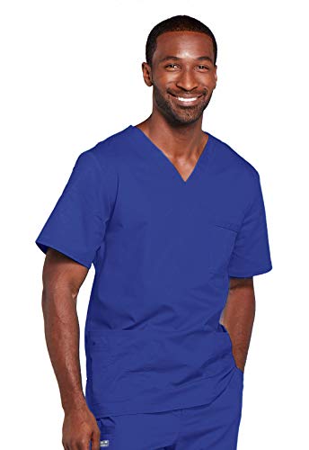 Image of Cherokee Scrubs for Men & Women V-Neck Scrub Top with 4 Pockets, Cotton Blend Soft Stretchy Easy Care Nursing Uniform - 4725