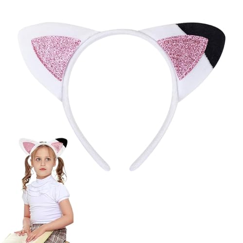 EUYKQNOI diadema gab gato, diadema orelhas de gato menina branco, diadema com orelhas de gato, com púrpura rosa para carnaval disfarce festa temática Halloween presente de aniversário