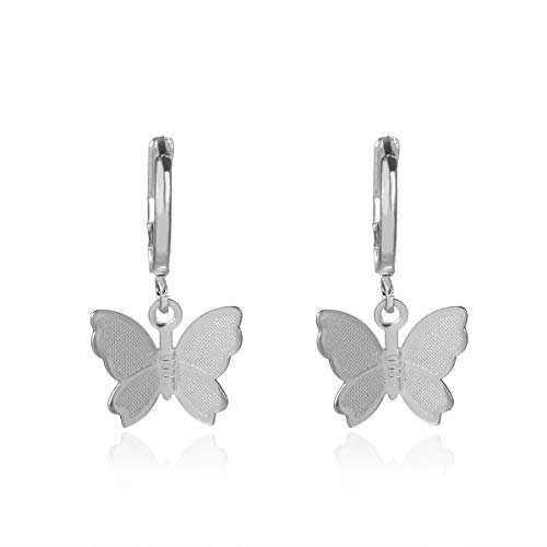 Kercisbeauty Dainty Silver Butterfly Earrings for Women Ladies Girls Butterfly Drop Dangle Hoop Earrings (Silver)