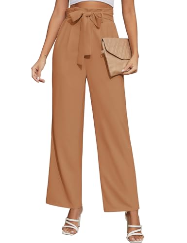 Niwicee Pantaloni Cargo Donna Pantaloni Svasati Leggeri, Pantaloni Dritti con Tasca e Coulisse Staccabile, Comodi Pantaloni di Tendenza da Donna Taglie Forti-Cachi-M