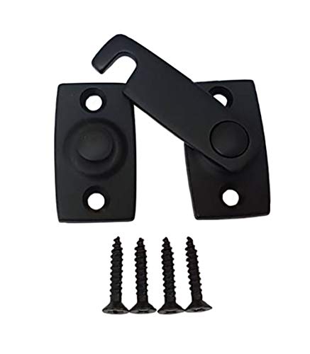 QCAA Solid Brass Shutter Bar/Door Latch, 7/8" x 2-3/32", Matte Black, 1 Pack, Made in Taiwan
