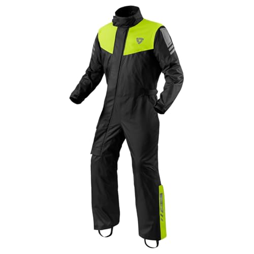 REV'IT! Pacific 4 H2O Motorcycle Rain Suit (Black/Neon Yellow - Medium)