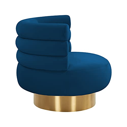 Sillón giratorio terciopelo azul marino miniatura 5