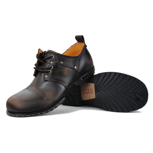 Image of Men's Retro Brushed Black Chukka Boots Lace-up Motorcycle Casual Leather Dress Ankle Boot for Men Fashion 6015-1-E-R