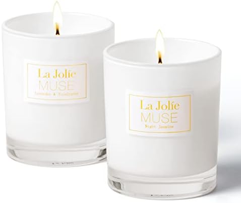LA JOLIE MUSE Lavender Eucalyptus & Jasmine Scented Candle, Candl...