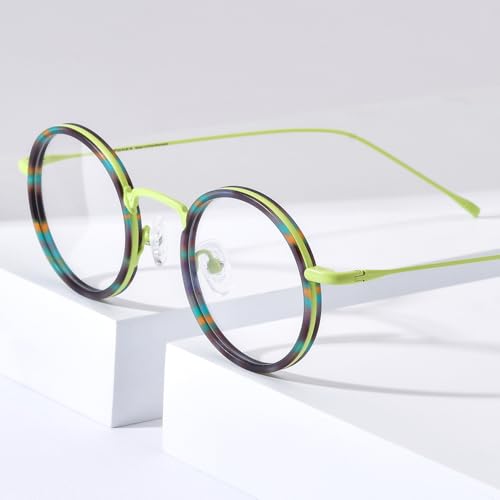 Image of FONEX Acetate Titanium Glasses Frame Men 2024 New Round Eyeglasses Spectacles Eyewear F85844
