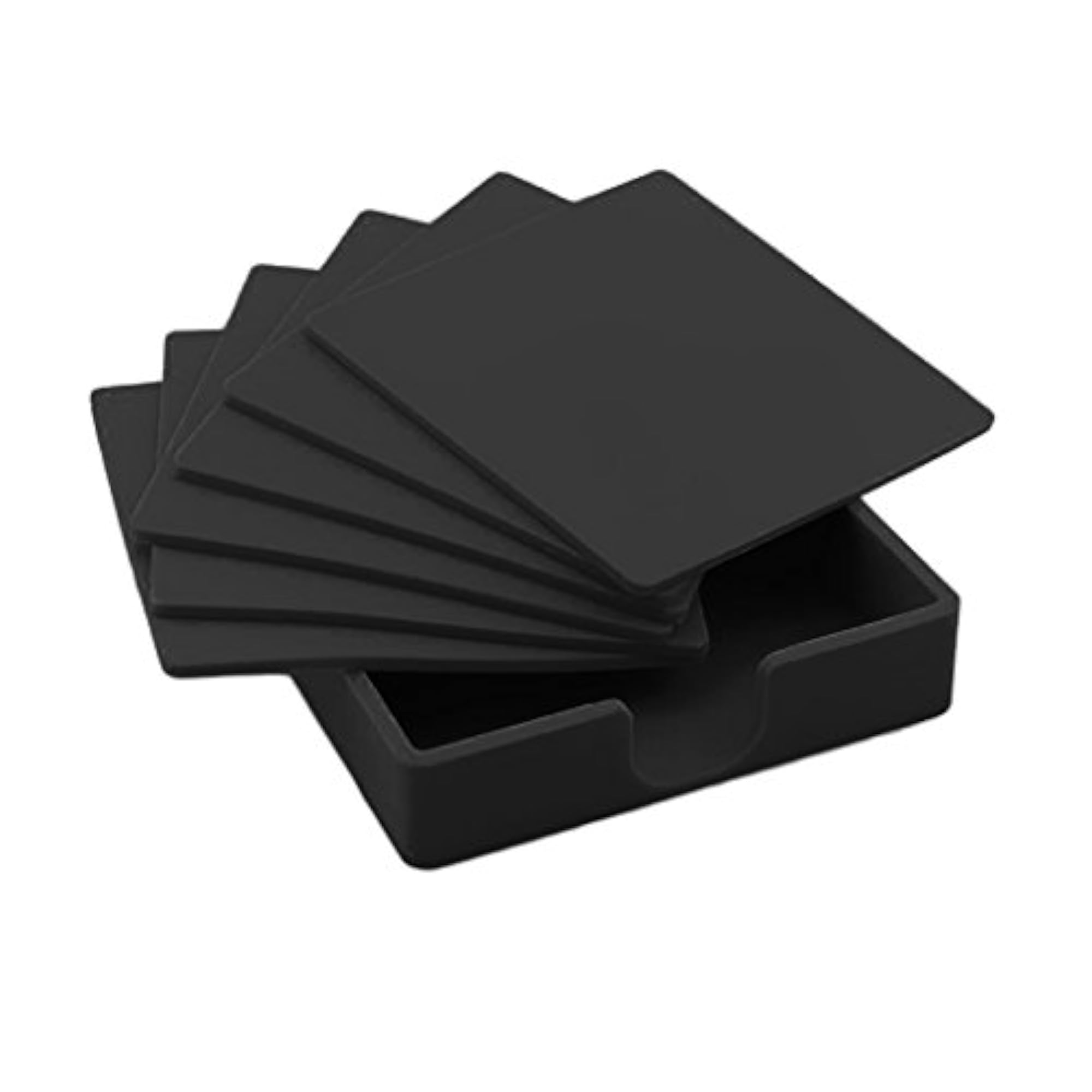 Square Silicone Drinks Coaster Set, Black