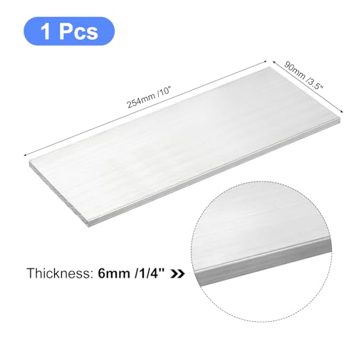 Image of uxcell Square Aluminum Flat Bar, 1 /4 inch Thick 3.5 inch Width 10 inch Length Square Aluminum Bar 6061 Aluminum Flat Plate, 6 x 90 x 254mm T6511 Solid New Mill Stock for Industrial Building