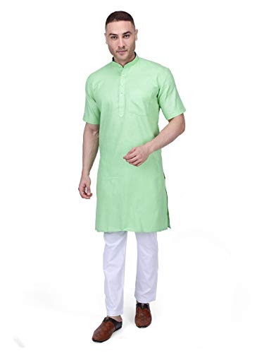Image of Rajubhai Hargovindas Men's Premium Cotton Half Sleeve Solid Kurta
