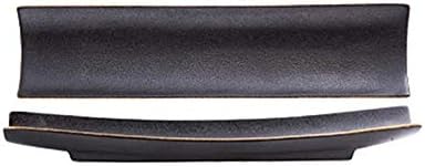 WULFY Vajilla 1Pcs Ceramic Sushi Plate Rectangular Embossed,for Appetizer, Dishes Decoration, Entertain Guests (Size Medium)