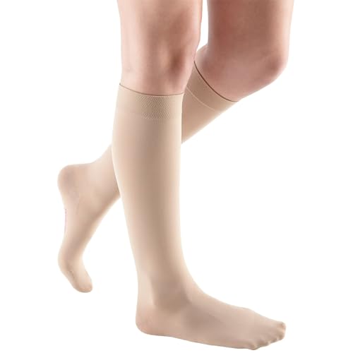 Image of Mediven Women's Comfort Knee High 15-20mmHg Semi-Sheer Compression Stocking | Soft graduated knee high compression stockings for women, made for daily comfort, travel, and long standing.