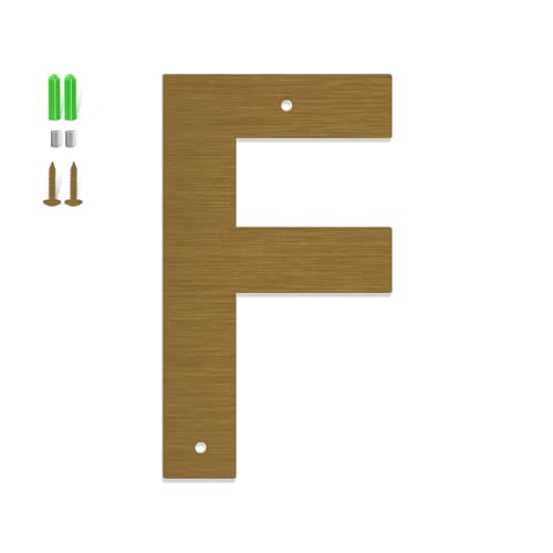 Stainless Steel House Numbers,Bronze Stainless Steel Metal Modern Door Garden Mailbox Apartments Outside Farm Decorative Letters Numbers, with Nail Kit, Visibility Signage (Bronze-F, 28 in)