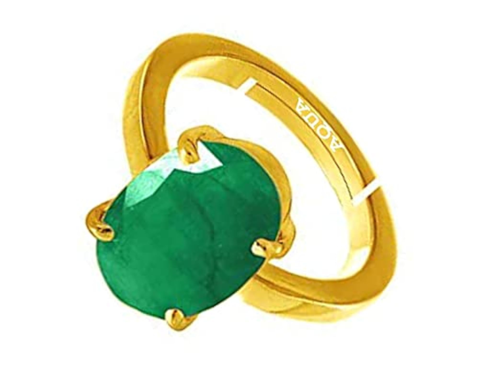 Women's Gold Plated Adjustable Emerald Panchdhatu Ring, Astrological Gemstone