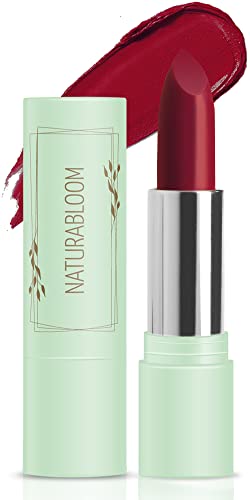 NATURABLOOM Hydrating Lipstick Long Lasting (Ruby), 90% Natural, Vegan Dark Red Lipstick, Highly-Pigmented, Moisturising