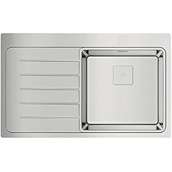 Fregadero Teka Zenit Rs15 1C 1E 86 Teka Zenit RS15 1C 1E L - Fregadero de 50 cm, Encastrado Izquierda, con SilentSmart, Desagüe Automático Cuadrado, Tapa Decorativa, Color Acero Inoxidable
