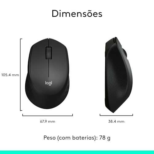 Mouse sem fio Logitech M280 com Conexão USB e Pilha Inclusa - Preto