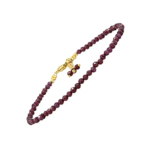 Natural Red Garnet Beaded Bracelet January Birthstone Crystal Jewelry Hypoallergenic 8 Inch Gold Plated Lightweight Trendy Western Jewerly For Women2