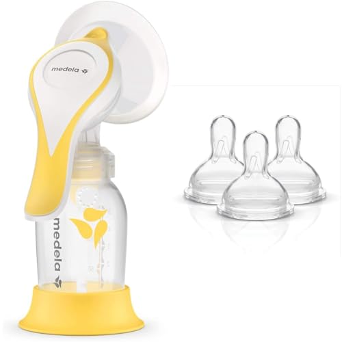 Image of Medela Harmony Manual Breast Pump with PersonalFit Flex Shields Bundle with 3 Pack Slow Flow Spare Nipples