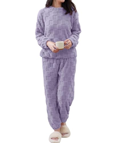 codcm Women's Fluffy Pajamas Set Soft Comfy Fleece Pj Set 2 Piece Loungewear Winter Warm...