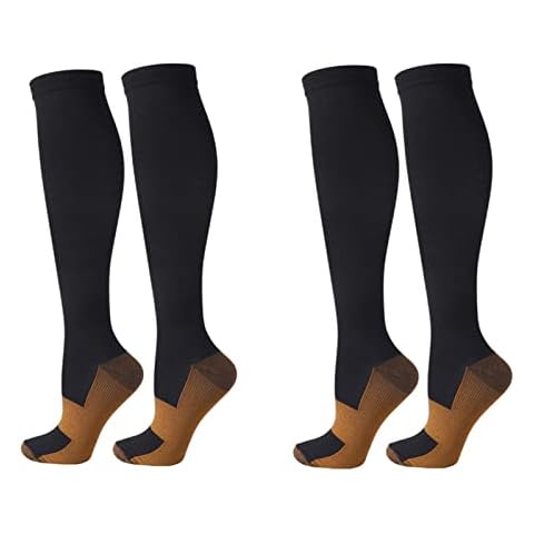 Compression Socks for Women Men, 2 Pairs 20-25mmHg Knee High Socks Compression Stockings for Sport, Athletic, Edema, Diabetic, Varicose Veins, Travel, Pregnancy, Nursing (L/XL, Black) Cover