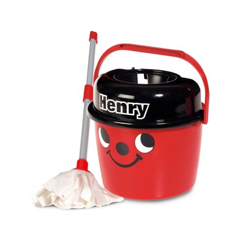 Casdon Henry Mop & Bucket Toy Cleaning Set For Children Aged 3+, Features Henry’s Cheeky Face For Lots of Cleaning Fun!
